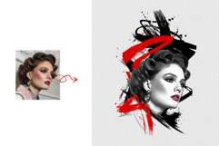Trash Polka Style Vintage Portrait Tattoo Design Product Image 4