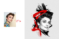 Trash Polka Style Vintage Portrait Tattoo Design Product Image 5