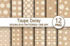Taupe daisy seamless patterns png Mocha daisy digital paper Product Image 1