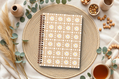 Taupe daisy seamless patterns png Mocha daisy digital paper Product Image 4