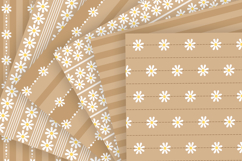 Taupe daisy stripes seamless patterns Digital paper bundle Product Image 2