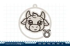 Cute Zodiac Keychain SVG | Taurus Astrology Design Product Image 2
