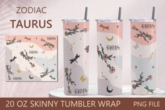 Zodiac 20 oz skinny tumbler wrap, Flower taurus png Product Image 1