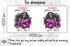 Snarky Skeleton Zodiac Sign Mug Wrap, Taurus Zodiac Mug Product Image 2