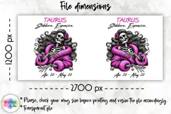 Snarky Skeleton Zodiac Sign Mug Wrap, Taurus Zodiac Mug Product Image 2