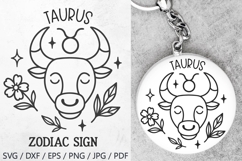 Taurus Zodiac Sign SVG – mystical and cute ram with floral elements and stars. Perfect for astrology t-shirts, mugs, tote bags, stickers, planners, posters, birthday gifts, invitations, and horoscope projects.