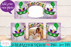 Mardi Gras photo mug wrap PNG for sublimation 11oz and 15oz Product Image 1