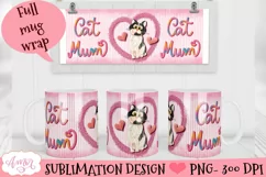 Cat mum mug wrap PNG for Sublimation | Cat lover mug PNG Product Image 2