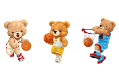 Teddy Bears Playing Basketball Vector Set, Seamless Pattern Product Image 3