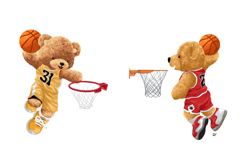Teddy Bears Playing Basketball Vector Set, Seamless Pattern Product Image 5