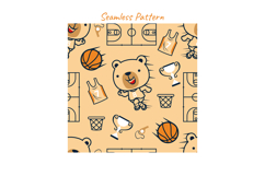 Teddy Bears Playing Basketball Vector Set, Seamless Pattern Product Image 6