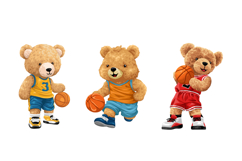 Teddy Bears Playing Basketball Vector Set, Seamless Pattern Product Image 4