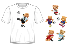 Cute Teddy Bears Playing Soccer Seamless Pattern Set Product Image 2