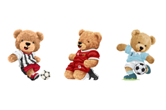 Cute Teddy Bears Playing Soccer Seamless Pattern Set Product Image 4