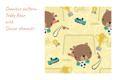 Cute Teddy Bears Playing Soccer Seamless Pattern Set Product Image 5
