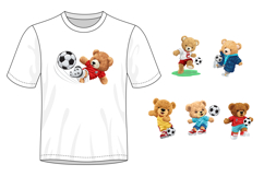 Teddy Bears Playing Soccer, Vector Set, Seamless Pattern Product Image 2