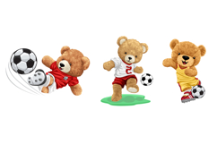 Teddy Bears Playing Soccer, Vector Set, Seamless Pattern Product Image 3