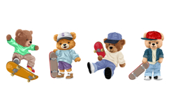 Cute Teddy Bears Skateboarding, Seamless Pattern Product Image 3