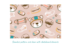 Cute Teddy Bears Skateboarding, Seamless Pattern Product Image 5