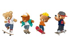 Vector Teddy Bears Skateboarding, Seamless Pattern Product Image 3