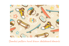 Vector Teddy Bears Skateboarding, Seamless Pattern Product Image 6