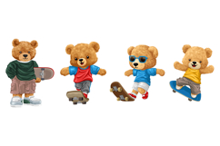Vector Cute Teddy Bears Skateboarding, Seamless Pattern Product Image 3