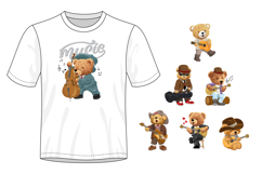 Cute Teddy Bears with Musical Instruments, Seamless Pattern Product Image 2