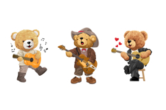 Cute Teddy Bears with Musical Instruments, Seamless Pattern Product Image 3