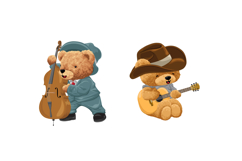 Cute Teddy Bears with Musical Instruments, Seamless Pattern Product Image 4