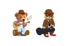 Cute Teddy Bears with Musical Instruments, Seamless Pattern Product Image 5