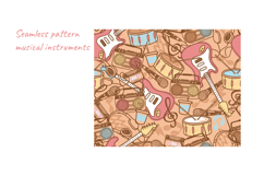 Cute Teddy Bears with Musical Instruments, Seamless Pattern Product Image 6