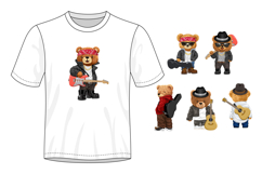 Cute Teddy Bears in Rock Style with Guitar, Seamless Pattern Product Image 2