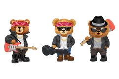 Cute Teddy Bears in Rock Style with Guitar, Seamless Pattern Product Image 3
