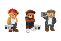 Cute Teddy Bears with Boombox, Hip Hop Set, Seamless Pattern Product Image 3