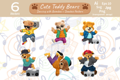 Cute Dancing Teddy Bears with Boombox, Seamless Pattern Product Image 1