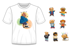 Cute Teddy Bear with Headphones, Seamless Pattern Product Image 2