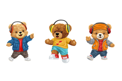 Cute Teddy Bear with Headphones, Seamless Pattern Product Image 4