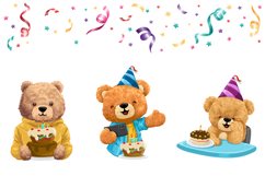 Birthday Teddy Bears with Seamless Party Pattern Product Image 3