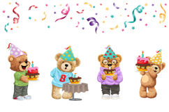 Birthday Teddy Bears with Seamless Party Pattern Product Image 4