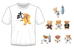 Martial Arts Teddy Bears, 8 Cute Fighters, Seamless Pattern Product Image 2