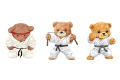 Martial Arts Teddy Bears, 8 Cute Fighters, Seamless Pattern Product Image 3