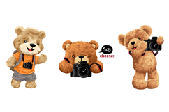 Teddy Bear Photographers I 6 Cute Characters I Seamless Patt Product Image 4