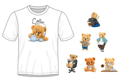 Coffee Time Teddy Bears Illustrations with Seamless Pattern Product Image 2