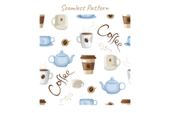 Coffee Time Teddy Bears Illustrations with Seamless Pattern Product Image 6