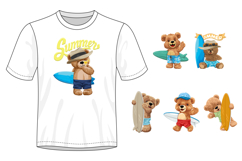 Summer Surfing Teddy Bears I Seamless pattern Product Image 2
