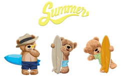 Summer Surfing Teddy Bears I Seamless pattern Product Image 3