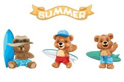 Summer Surfing Teddy Bears I Seamless pattern Product Image 4