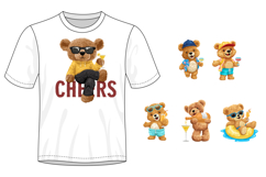 Summer Drinks Teddy Bears with Seamless Pattern Product Image 2