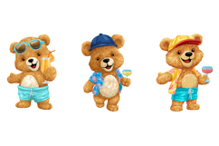 Summer Drinks Teddy Bears with Seamless Pattern Product Image 3