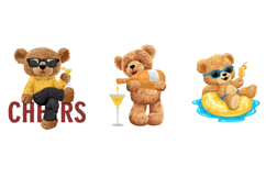 Summer Drinks Teddy Bears with Seamless Pattern Product Image 4